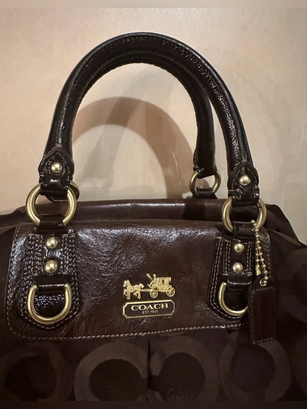 Coach Madison Sabrina Dark Brown Satchel Handbag